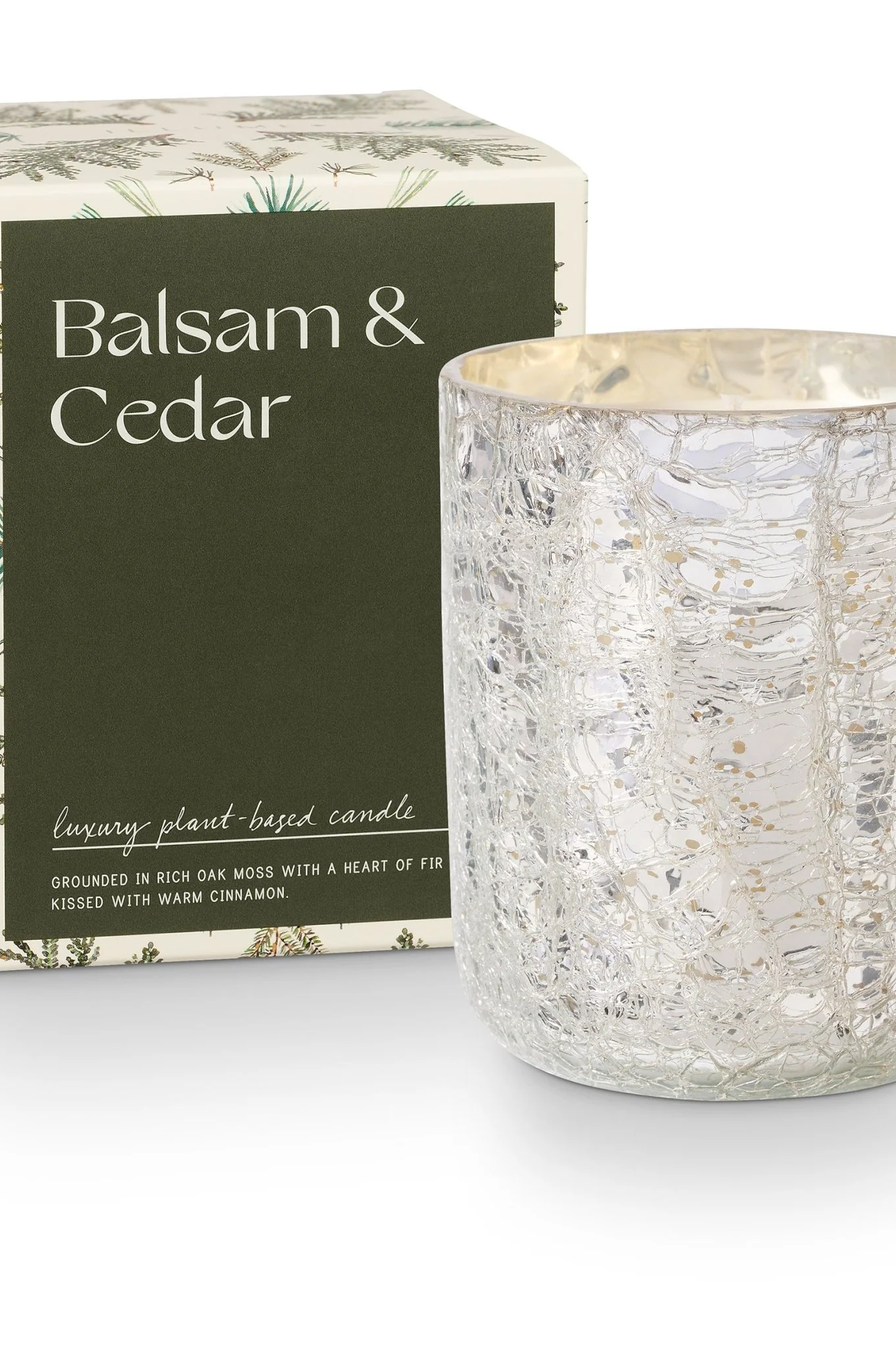 Balsam & Cedar Small Boxed Crackle Glass Candle