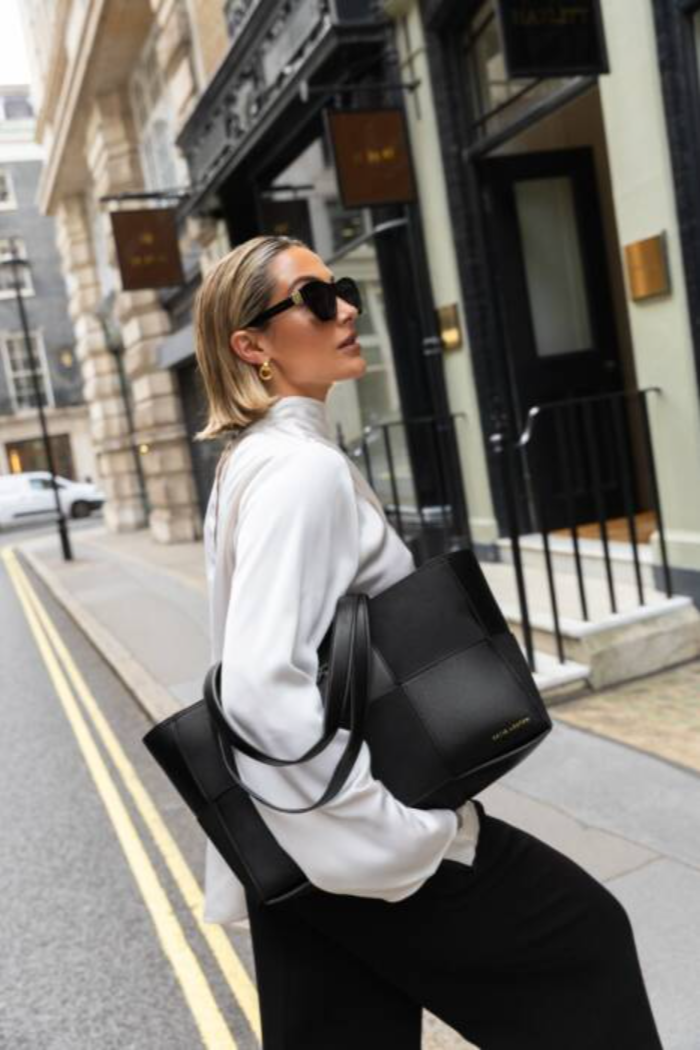 Taya Woven Suedette Tote Bag