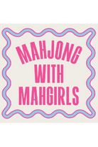 Text 'MAHJONG WITH MAHGIRLS' in pink on a light background with decorative border
