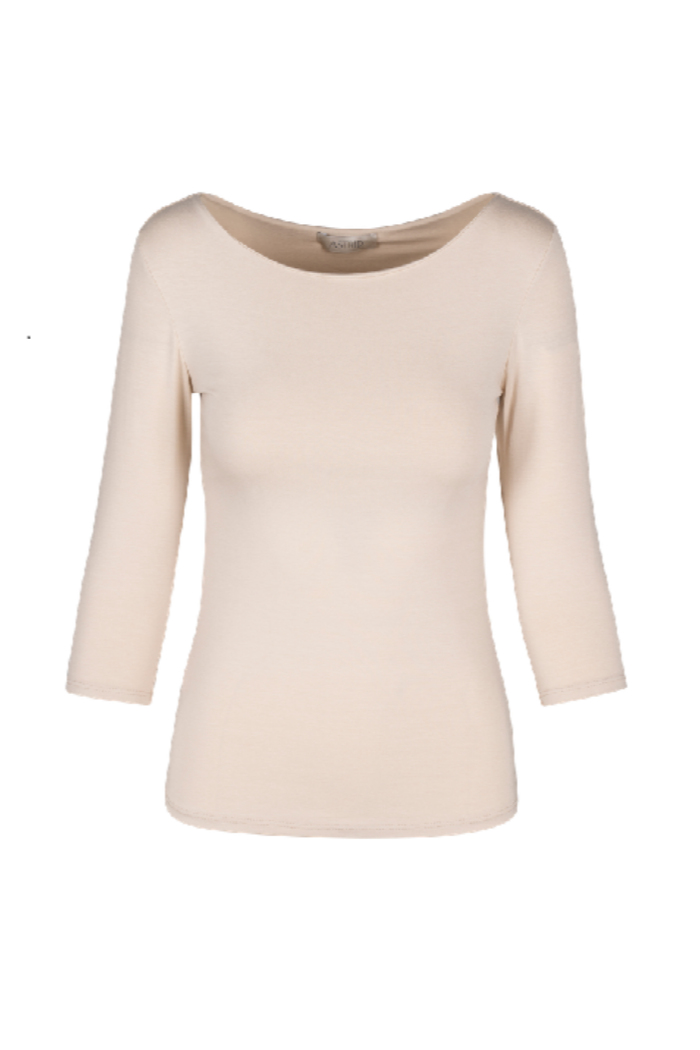 Beige long-sleeve top on a white background