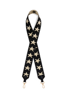 Black strap with beige star pattern on a white background