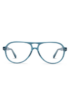Blue eyeglasses on a white background