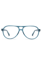 Blue eyeglasses on a white background