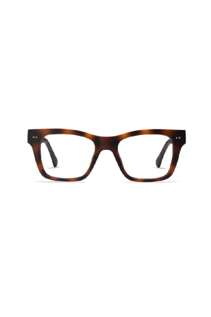 Tortoiseshell glasses on a white background