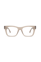 Beige eyeglasses on a white background
