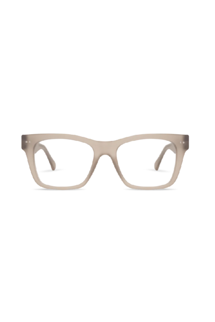 Beige eyeglasses on a white background
