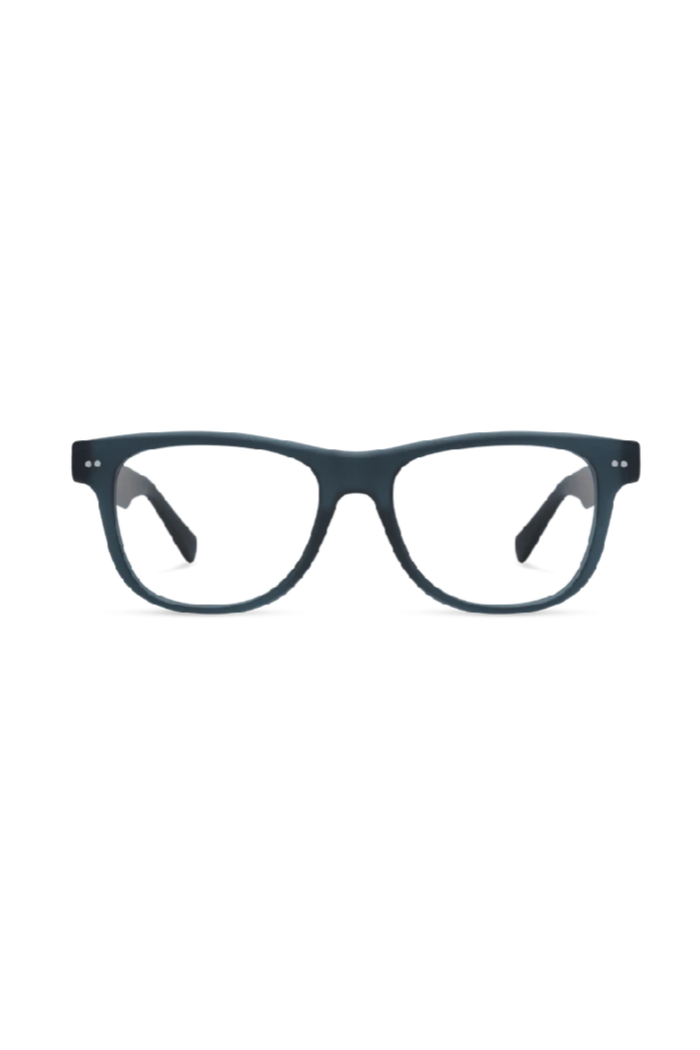 Blue eyeglasses on a white background