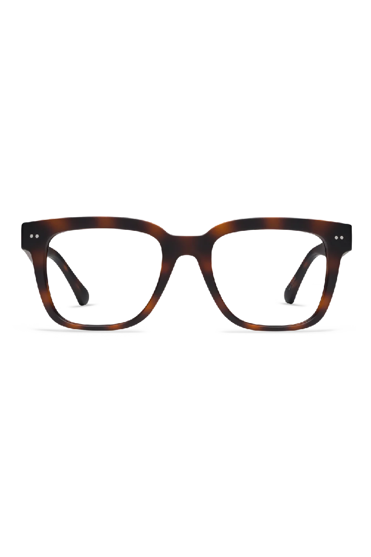 Tortoiseshell glasses on a white background
