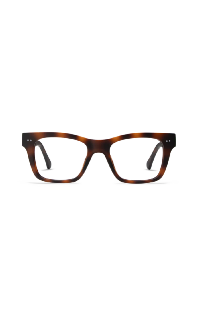 Tortoiseshell glasses on a white background