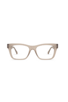 Beige eyeglasses on a white background