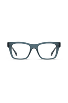 Blue eyeglasses on a white background