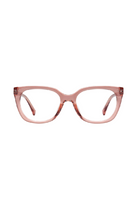 Pink cat-eye glasses on a white background