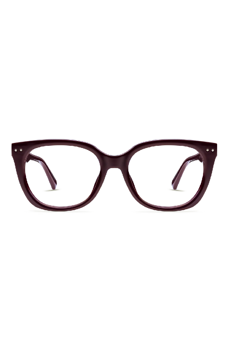Pair of cat-eye glasses on a white background