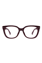 Pair of cat-eye glasses on a white background