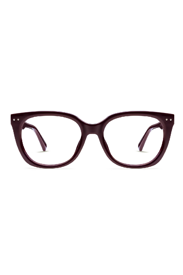 Pair of cat-eye glasses on a white background
