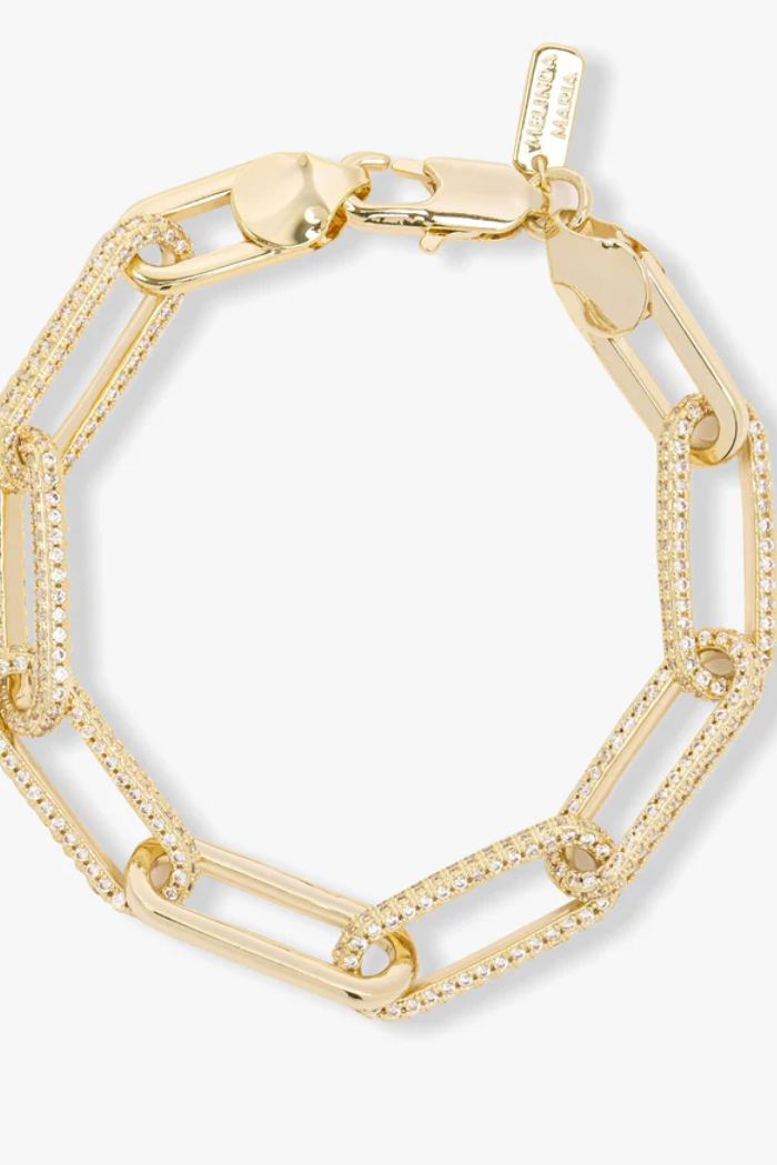 Gold chain bracelet on a white background