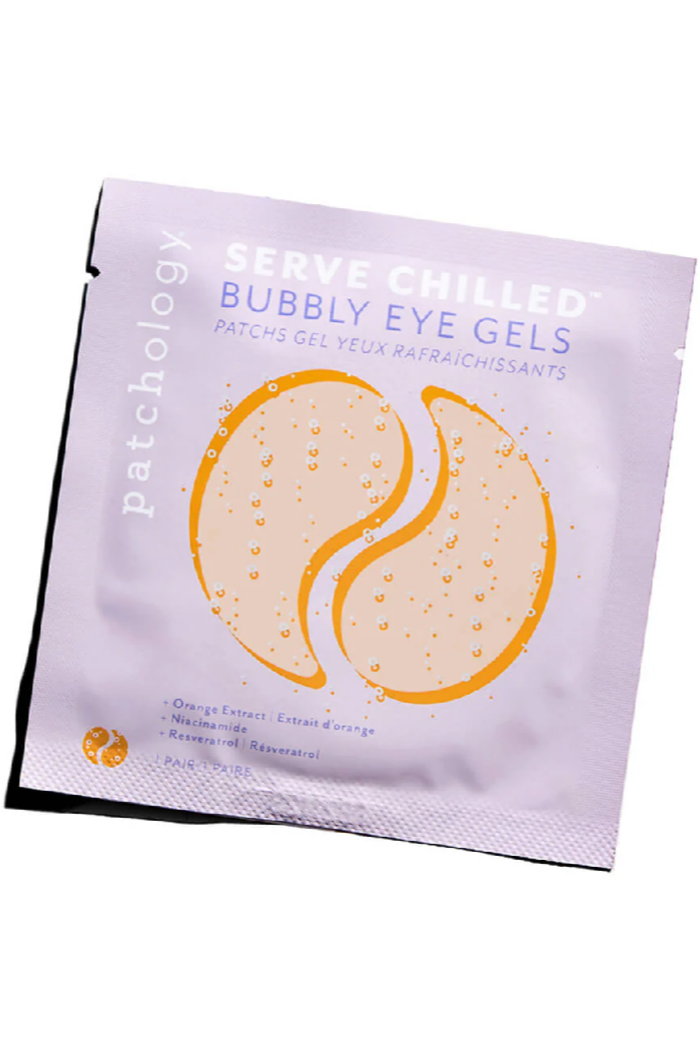 Patchology bubbly eye gels packaging on a white background