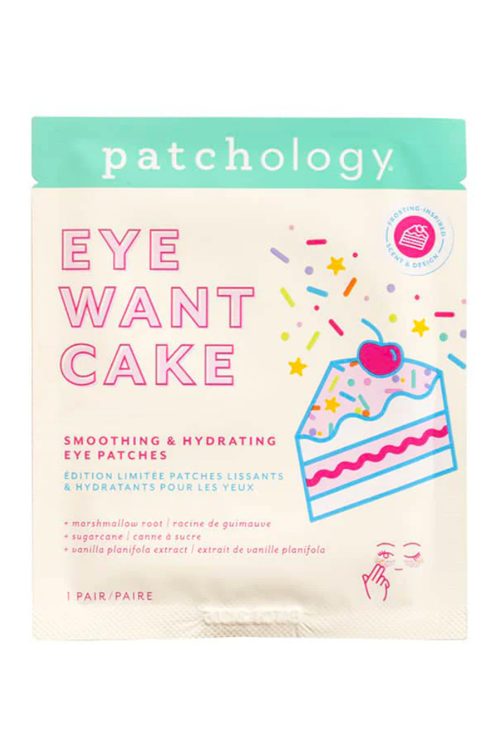 Patchology Eye Want Cake eye patches packaging on a white background