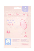 Pack of Patchology Serve Chilled Rose facial masks on a white background