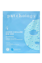 Patchology hydrogel face mask packaging on a white background