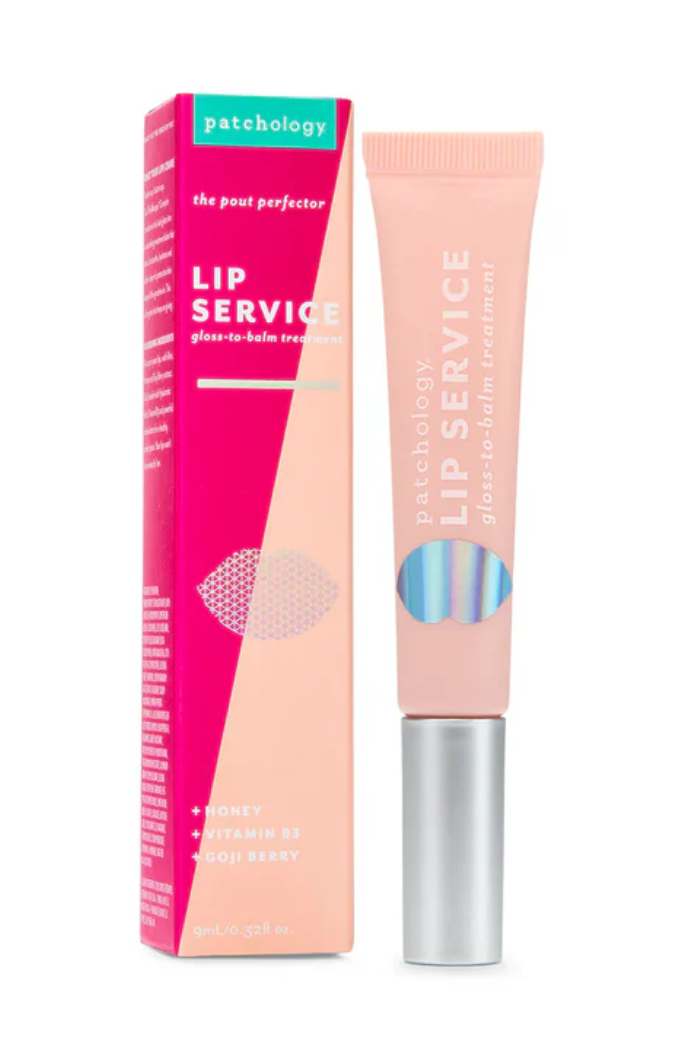 Patchology Lip Service lip balm and packaging on a white background