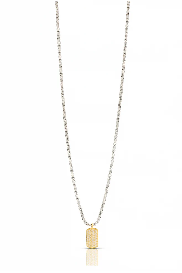 Necklace with a gold pendant on a white background