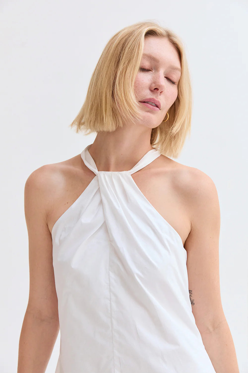 Chloe Poplin Halter Mini Dress  Blue Gardenia Boutique