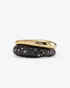 Norah Pavé Double Ring by Melinda Maria in gold and black crystal on white background
