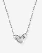Melinda Maria Ashley Duo silver necklace with interlocked crystal-set rings on beaded chain